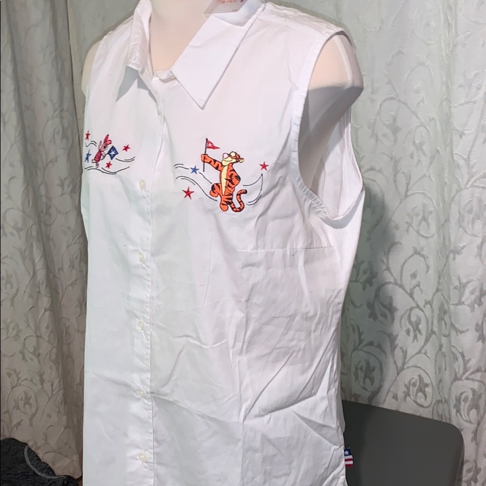 Vintage Disney plus white sleeveless cotton top